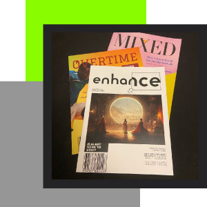 photo of three magazine mockups