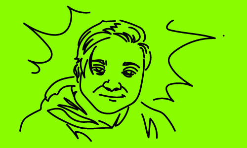 drawn illustration of Tobias Hershberger